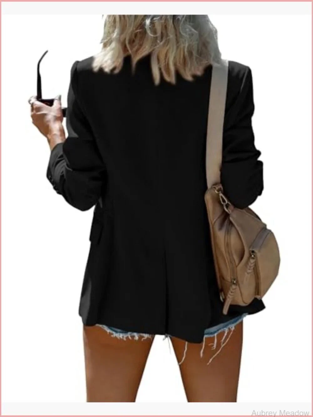 Oversized Long Sleeve Blazer Lapel Collar Button Front Suit Jacket Work